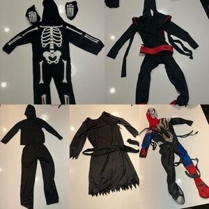 Spirit Kids Skeleton and Superhero Costumes - Black, White, Red, Blue